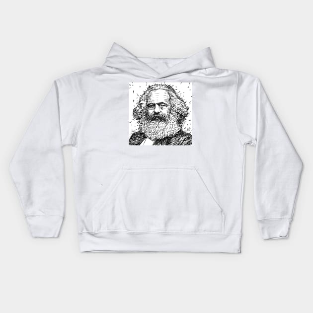 KARL MARX ink portrait Kids Hoodie by lautir